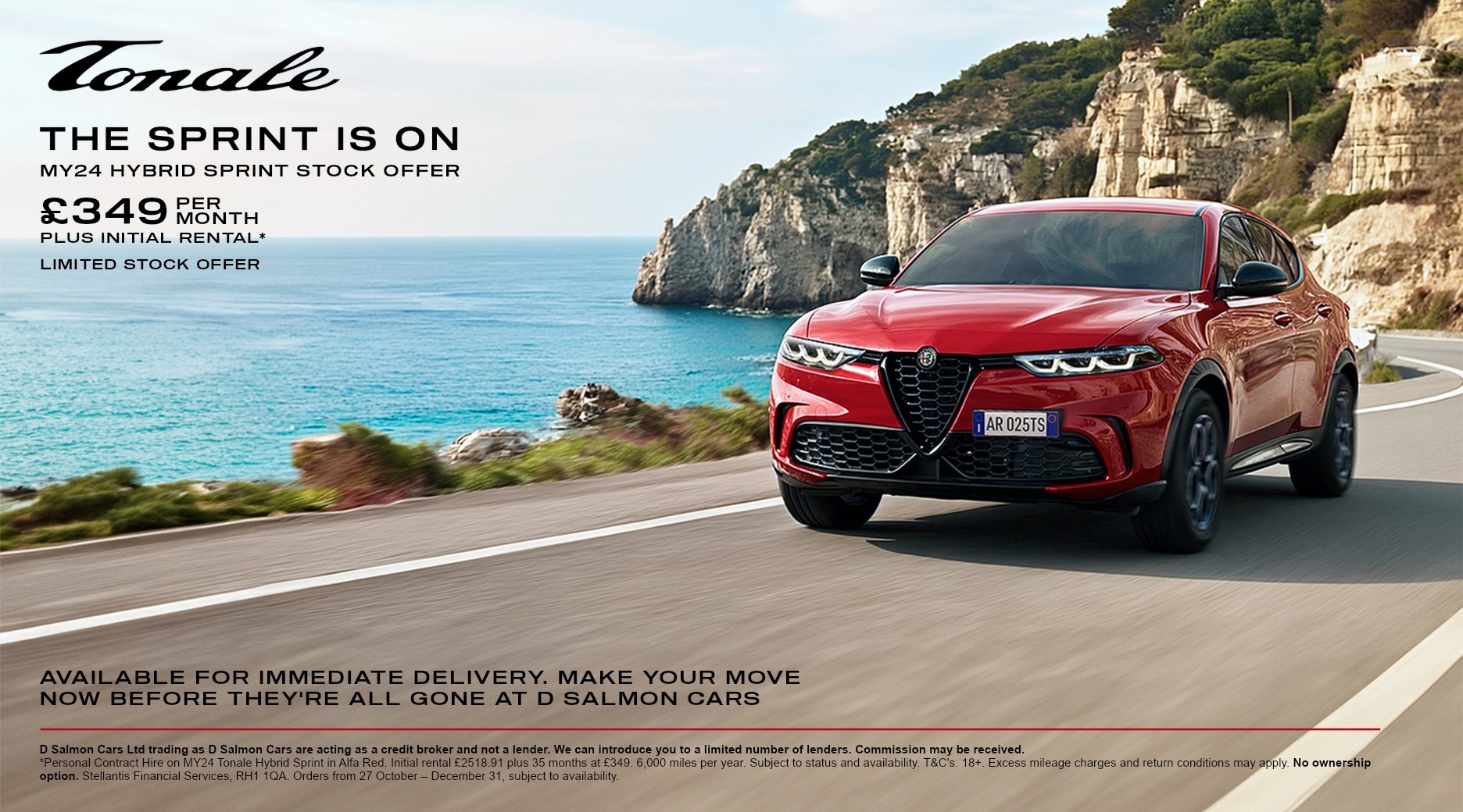 Tonale Sprint PCH Offer - £349 Plus Initial Rental*